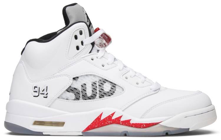 Supreme x Air Jordan 5 Retro 'White' 824371-101