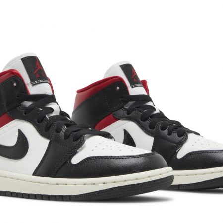 Wmns Air Jordan 1 Mid 'Black Sail Gym Red' BQ6472-061